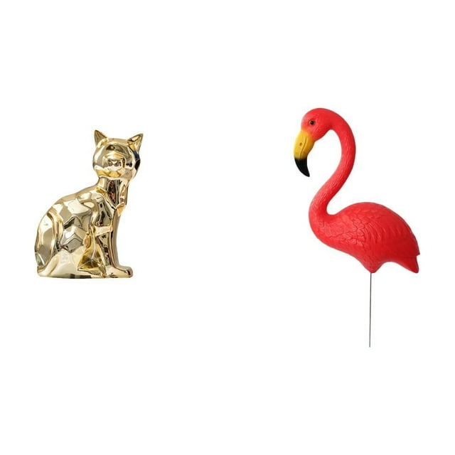 Estatua De Gato Y Pájaro, Figura Decorativa, Escultura Animal, Adorno Artesanal Para Chimenea, Jardín, Accesorios Para Jardín De Hadas En El Patio Trasero, Escultura De Flamenco Para