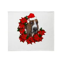 CafePress - Basset With Christmas Hat And Poinse Throw Blanket - Soft Fleece Throw Blanket, 50"x60" for All Ages