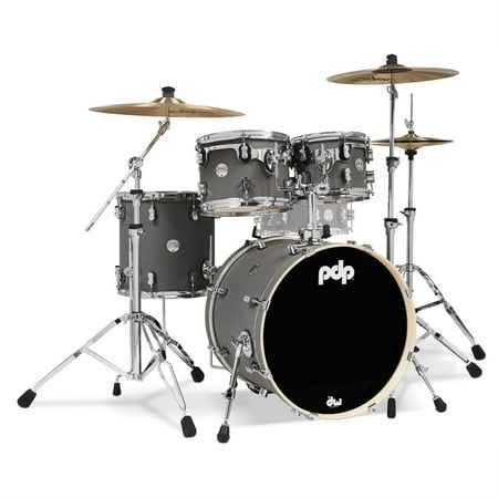 Pacific Drums & Percussion PDCM20FNSP 20 in. Concept Maple Drum Set, Satin Pewter & Chrome Hardware - 4 Piece