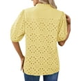 thumbnail image 4 of UVN Summer Blouses for Women Short Sleeve Shirts Ladies Hollow Out Lace Blouse V Neck Dressy Casual Tops, 4 of 8