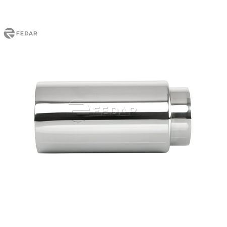 Fedar 3 inch Inlet 4 Outlet 4.25 Long Dual Wall Flat End Exhaust Tail Pipe Tip