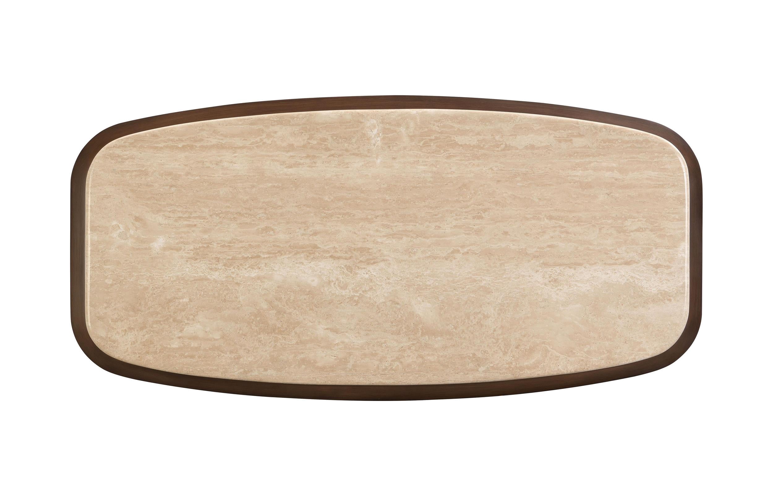 ACME Kasha Coffee Table in Travertine Top & Walnut