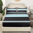 thumbnail image 5 of Erosebridal Geometric Stripes Sheet Set Twin,Black Blue Bedding Sets Twin Size,Abstract Artwork Twin Sheet Sets,Breathable Lines Room Decoration,3pcs, 5 of 7