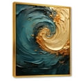 thumbnail image 2 of Designart "Ocean Spiral In Gold And Teal IV" Abstract Spirals Floater Framed Wall Decor, 2 of 5