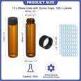 50ml Amber Glass Vials, 15 Pack Sample Vials with Screw Cap Reagent ...