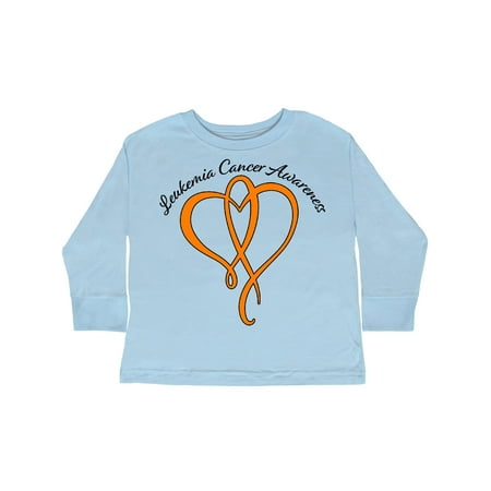 

Inktastic Leukemia Awareness with Orange Ribbon Heart Gift Toddler Boy or Toddler Girl Long Sleeve T-Shirt