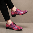 thumbnail image 3 of Men's Blue Galaxy Cracked Print Oxford Shoes Low Heel Shiny Lace Up Fashion Party Stage Formal Leather Shoes, 3 of 5
