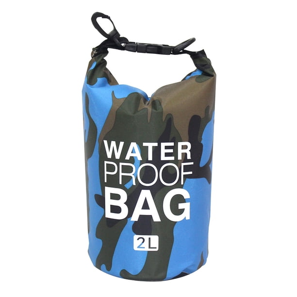 Yuarrent Bolsa de natación impermeable de 15/20L/30L, de saco seco, colores de camuflaje, pesca, canotaje, kayak, almacenamiento, bolsa de Deportes acuáticos Camuflaje Azul Claro 11.5 x 28 cm