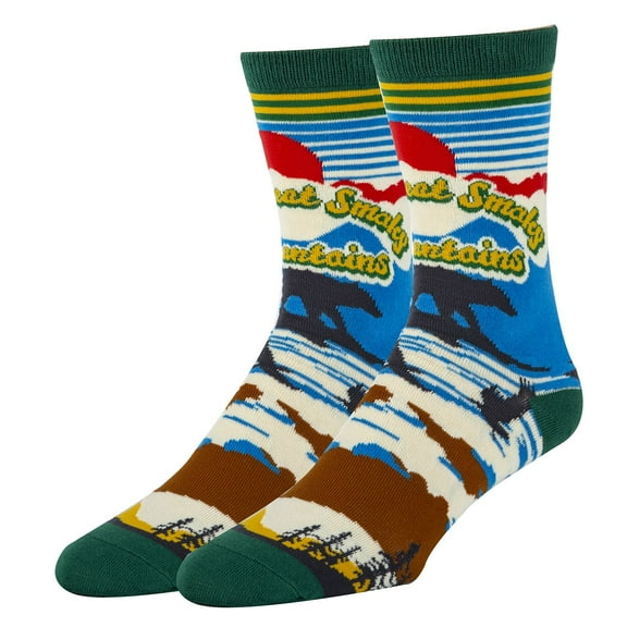 OoohYeah Men's Funny Colorful Crew Socks, Novelty Cotton Socks, Smokey Mountain, One Size