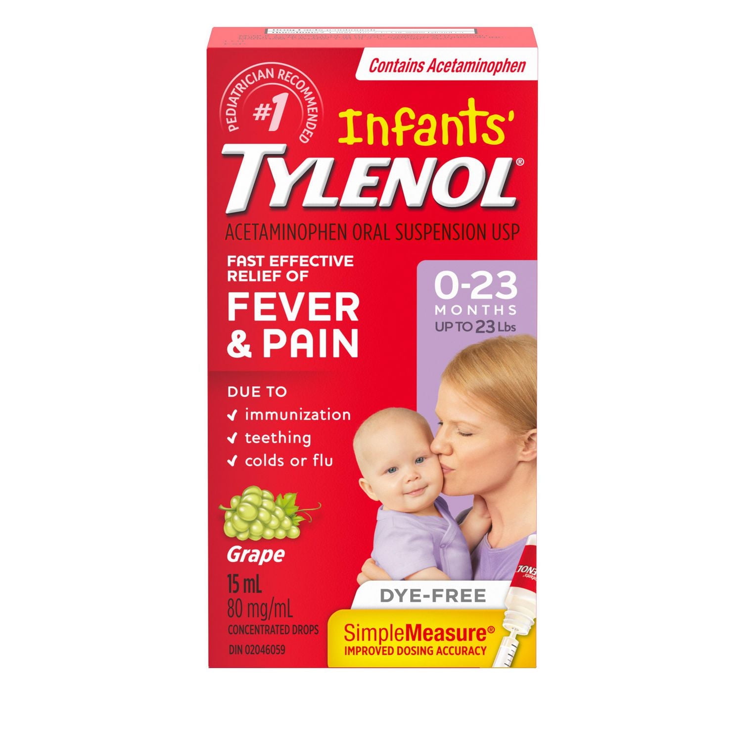 Tylenol Infants' Medicine, Relief of fever & pain, 0-23 Months, Dye ...