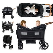 Wagon Stroller for 2 Kids &Toddler with 5-Point Harness,Adjustable Handle Bar and Canopy,Tray Table