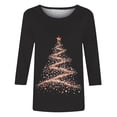 thumbnail image 4 of JGTDBPO Ugly Christmas Sweater for Women Light Up Shiny Xmas Tree Print 3/4 Sleeve Comfortable Round Neck Holiday Pullover Loose Blouse Top Hoodless Sweatshirts, 4 of 4
