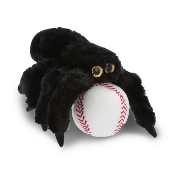DolliBu Black Spider Stuffed Animal with Baseball Plush - Soft Plush Huggable Spider, Adorable Playtime Plush Toy, Cute Wildlife Gift, Baseball Plush Animal Toy for Kids, Adults - 7 Inch