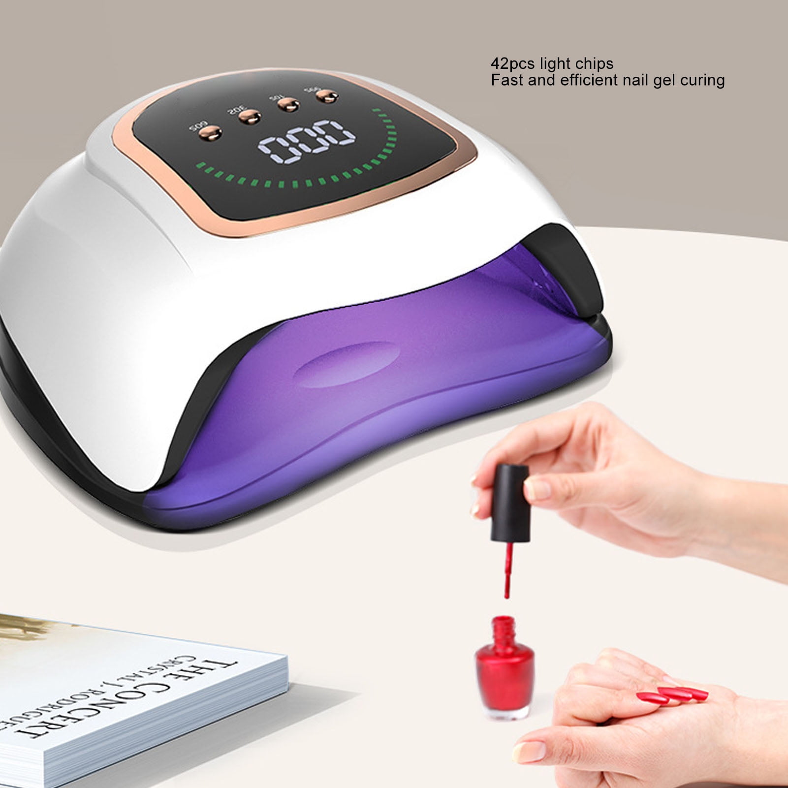 YAHHU Professional UV LED Nail Gel Dryer Polish Curing Lamp 42pcs Light Chips Strong Power Quickly Drying Manicure Tool 100-240V EU Plug for Home and Salon Use 9.45 inches / 24 cm