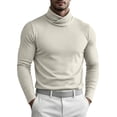 thumbnail image 2 of TKKCS Mens Mock Neck Long Sleeve Shirt Slim Fit Undershirt Soft Stretch Wrinkle Resistant Base Layer Top Beige XL, 2 of 5