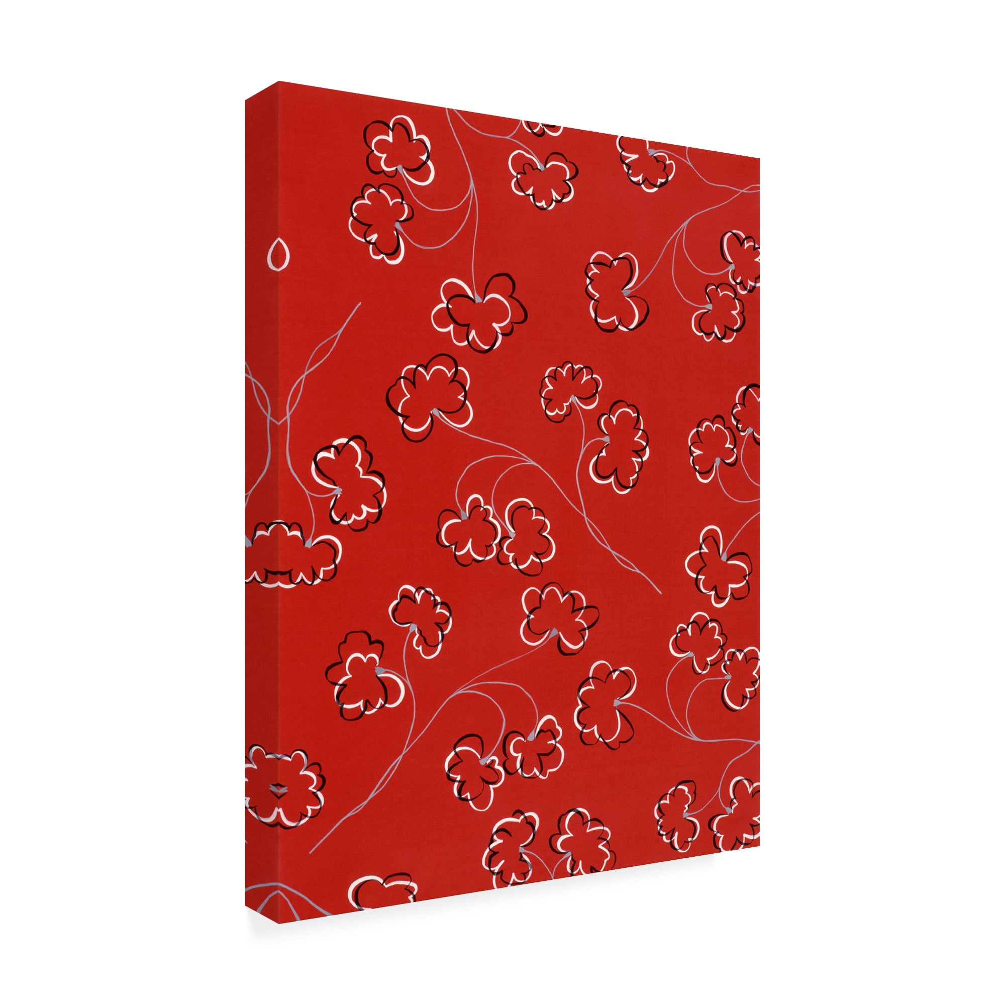 Trademark Fine Art Abstract Canvas Art ' Red Under Flowers ' by Pablo Esteban