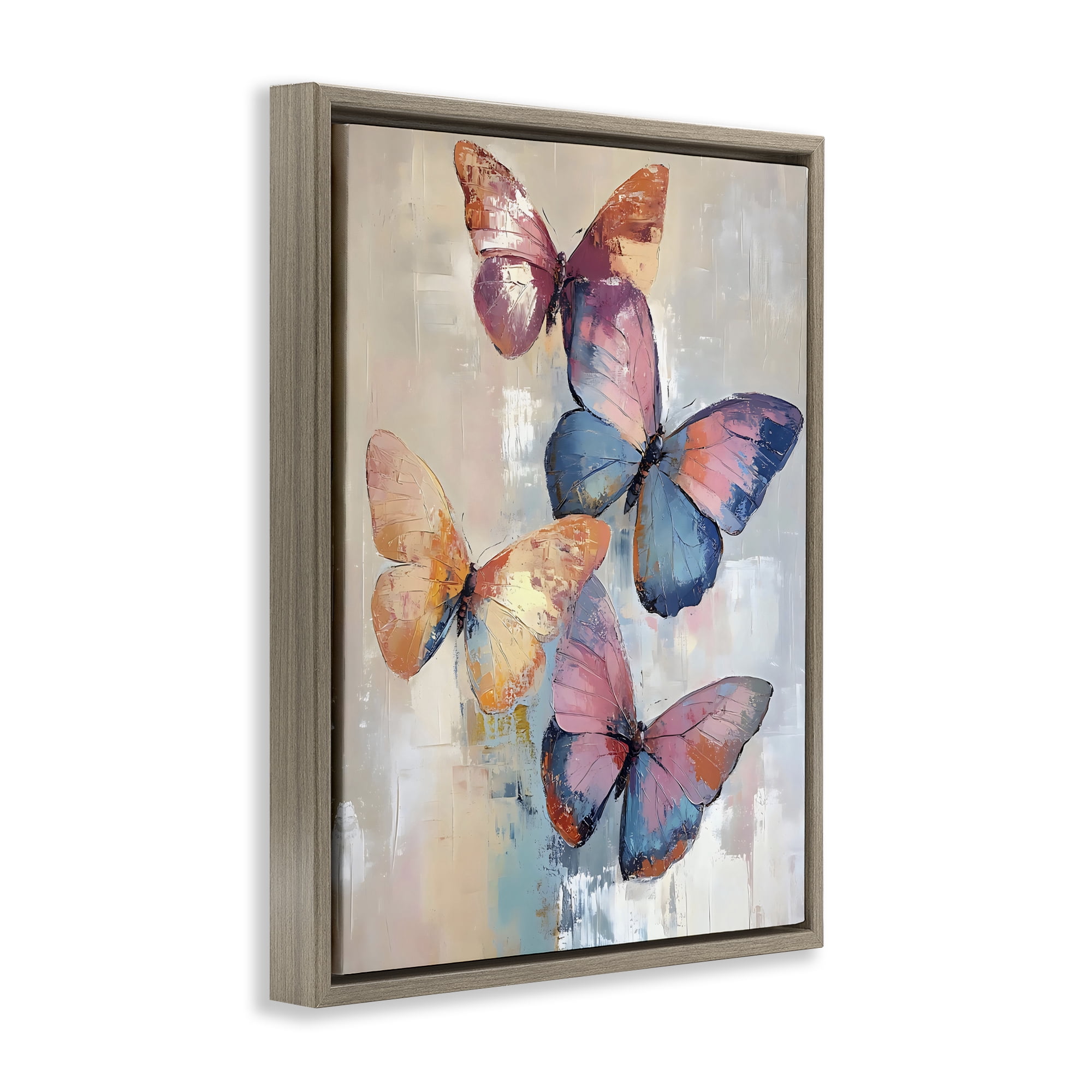 Stupell Industries Butterfly Beauty Abstraction Brown Framed Floater Canvas Wall Art, design by Creative Studio