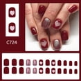 thumbnail image 2 of Red French Tip Press on Nails Medium Square False Nails Cute Heart Red Bevel French Glitter Powder Nails Stick on Nails Full Cover Acrylic Nails Glossy Glue on Nails for Women Nails Decoration 24Pcs, 2 of 8