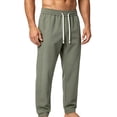 thumbnail image 3 of HAOTAGS Men’s Breathable Quick-Dry Casual Trousers High-Elastic Waist Straight Leg Everyday Wear Long Pants Army Green Size XL, 3 of 6