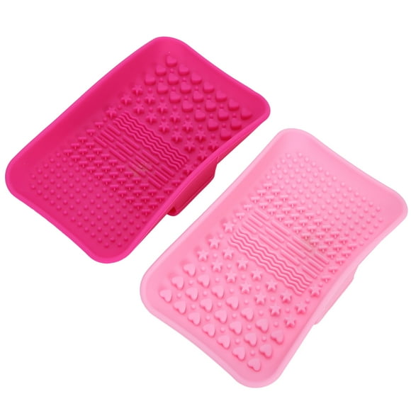 Alfombrilla de limpieza para brochas de maquillaje Jadeshay 2 piezas de silicona rosa melocotón y rojo rosa