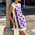 thumbnail image 5 of UDAUDU Womens 2 Piece Sets Polka Dot Vacation Sleeveless Crew Neck Pullover Top Lounge Set Casual Shorts Matching Set with Pocket Purple M, 5 of 6