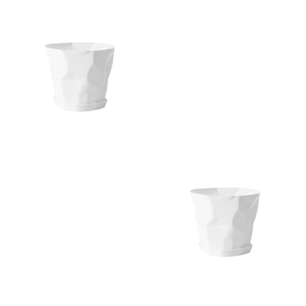 Wosthever Maceta de plástico con bandeja para suculentas, maceta para jardín de guardería, macetas ligeras estables nórdicas para el hogar, Blanco 2piezas
