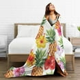 thumbnail image 5 of Kll Fleece Blanket Plush Throw Blanket Hawaiian Pineapples And Hibiscus Flowers,Soft Fuzzy Cozy Flannel Blanket For Couch Sofa Bed.(40"X30"), 5 of 9