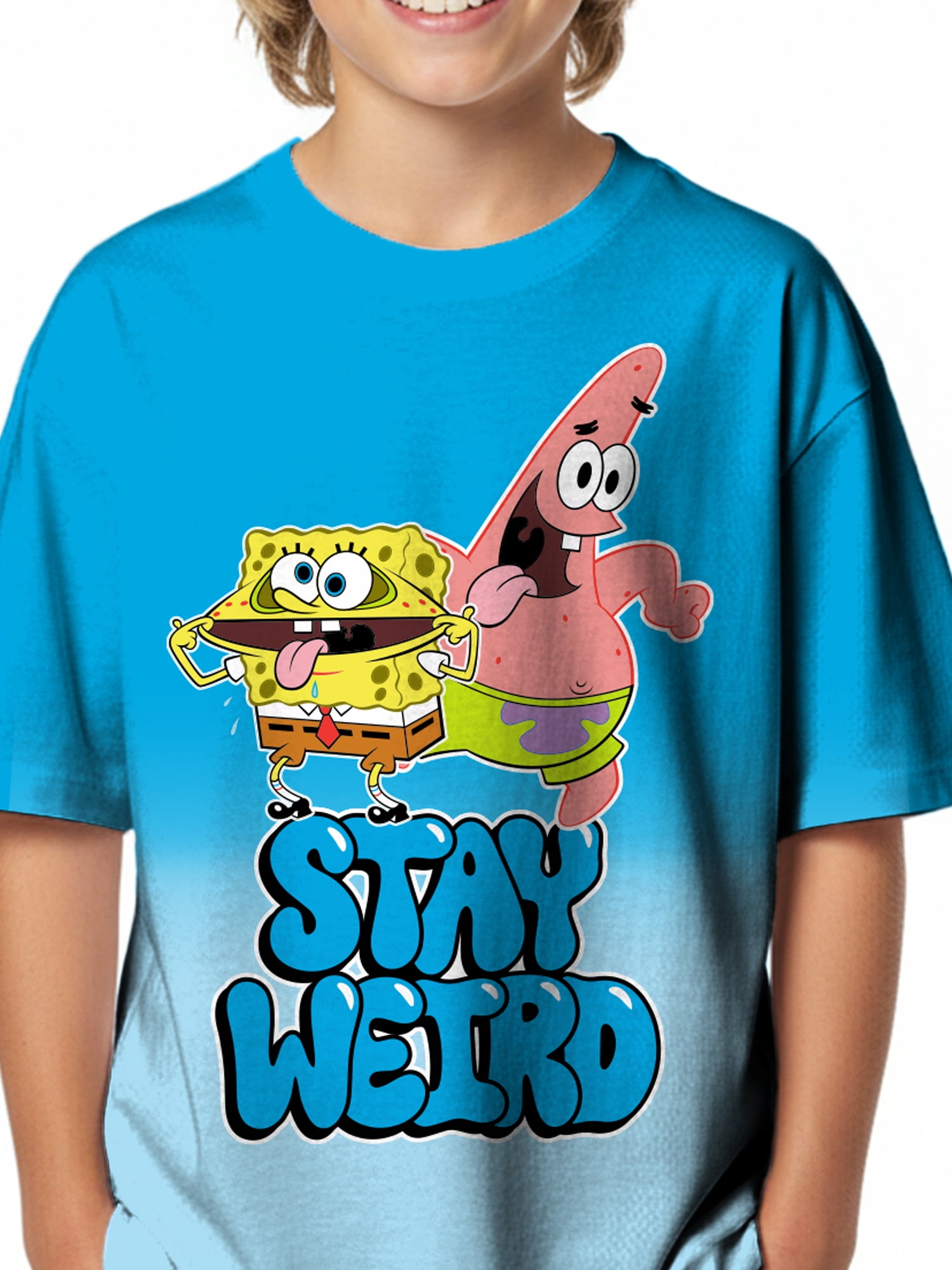 SpongeBob SquarePants Boys' Oversized Graphic Tee with Short Sleeves, Sizes 4-18
