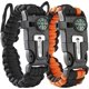 thumbnail image 1 of Pulsera de supervivencia de paracord, iniciador de fuego de acero de sílex, brújula, silbato, accesorios de senderismo, kit de equipo para acampar al aire libre, emergencia (negro y naranja), 1 of 4