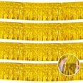 thumbnail image 1 of Decoraciones navideñas YUKL, guirnalda de oropel con flecos dorados de 12 pies x4, 1 of 6