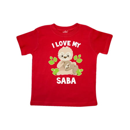 

Inktastic Cute Sloth I Love My Saba with Green Leaves Gift Toddler Boy or Toddler Girl T-Shirt