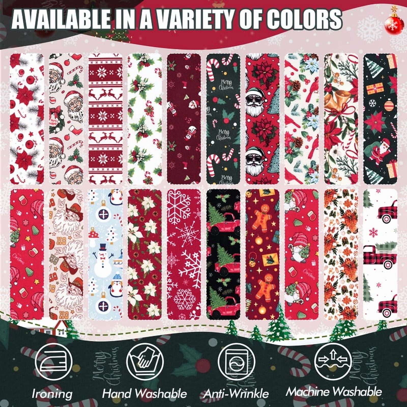 40PCS Jelly Roll Fabric, 2.5x39 Inches (6.5x100 cm) Christmas Cotton Fabric Bundle Patchwork Floral Fabric Sewing Quilting Bundles Assorted Pattern Cloth for DIY Scrapbook Craft Making (Christmas)