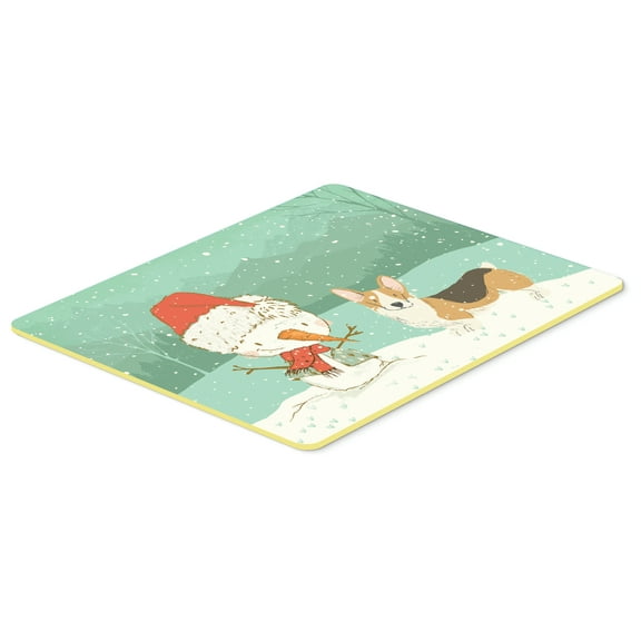 Tricolor Pembroke Corgi Snowman Christmas Kitchen or Bath Mat 24x36