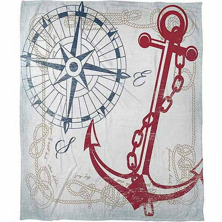 IDG Anchors Away White Coral Fleece Throw