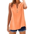 thumbnail image 6 of Nestiefly Gauze Tank Tops for Women V Neck Sleeveless Cotton Linen Tops Summer Dressy Casual Work Blouses Boho Top Orange 2XL, 6 of 6