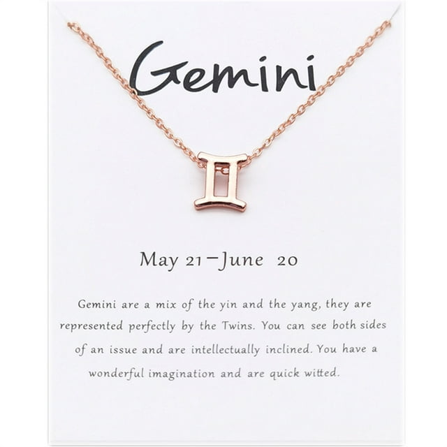 Collar COLGANTE Qarigey de Doce signos del zodiaco Geminis en oro rosa