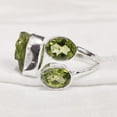 thumbnail image 3 of Natural Peridot Ring, Raw Peridot Gemstone Ring, August Birthstone, Adjustable, 3 Stone, 925 Sterling Silver, Womens Ring, Christmas, Thanksgiving, Handmade, Statement Jewelry, Rough Gemstone Jewelry, 3 of 5