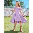 thumbnail image 5 of Arshiner Girls Summer Dress Off Shoulder Flutter Sleeve Midi Swing Cassual Formal Dresses with Pocket, 5 of 6