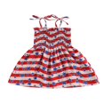 thumbnail image 1 of Robe à Bretelles Spaghetti pour Filles, Imprimé Étoile, Sans Manches, Froncée, Décontractée, Été, Princesse, Fête, 1 of 7