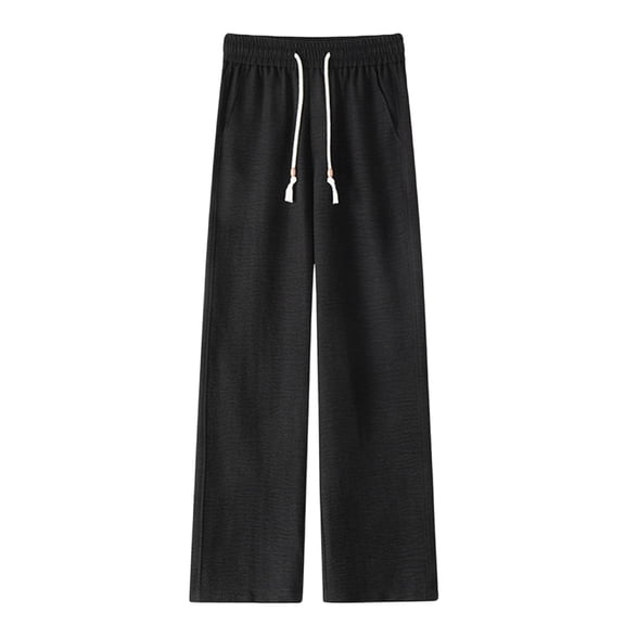 USNSM (M-5XL) Mens Plus Size Sweatpants Wide Leg Lounge Pants Pockets Open Bottom Elastic Drawstring Lightweight Breathable Joggers Black XL