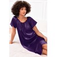 thumbnail image 2 of Ekouaer Women's Satin Silk Pleated Nightgown Loose Sleepwear Printed Nightshirt Short Sleeve Sleep Dress, 2 of 6