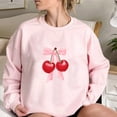 thumbnail image 2 of YUGYXL Womens Oversized Sweatshirts Casual Crewneck Long Sleeve Shirts Bow Cherry Printed Outfits Fall Comfy Clothes A Pink XXL, 2 of 7