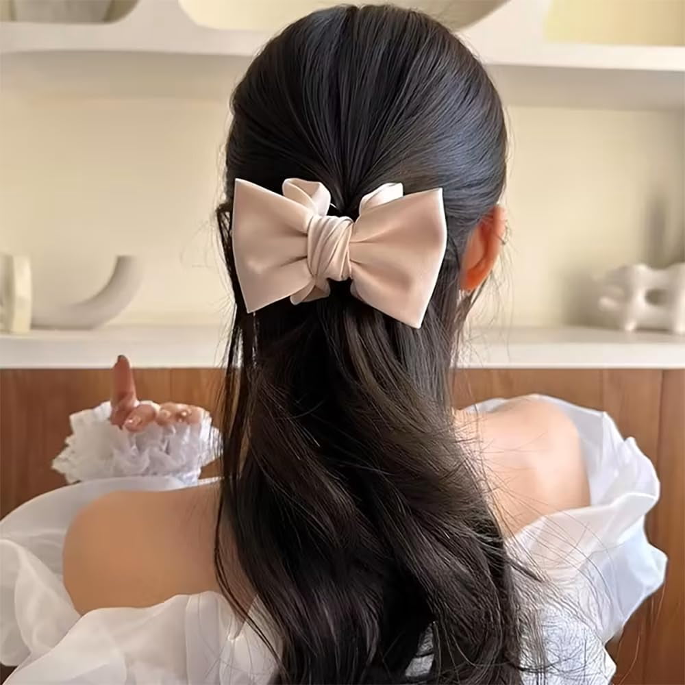 Elegant Bow Hair Claw Clip Satin Bows Claw Clips for Women White Bow Clips Hair Accessory Perfect for Formal Occasions Everyday Elegance for Girls with Long Thick Hair for all types 1pc
