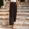 thumbnail image 5 of Boho Tiered Palazzo Pants for Women, High Rise Belted Wide Leg Trousers, Casual Spliced Loose Slacks, Summer Flowy Bottoms, 5 of 8