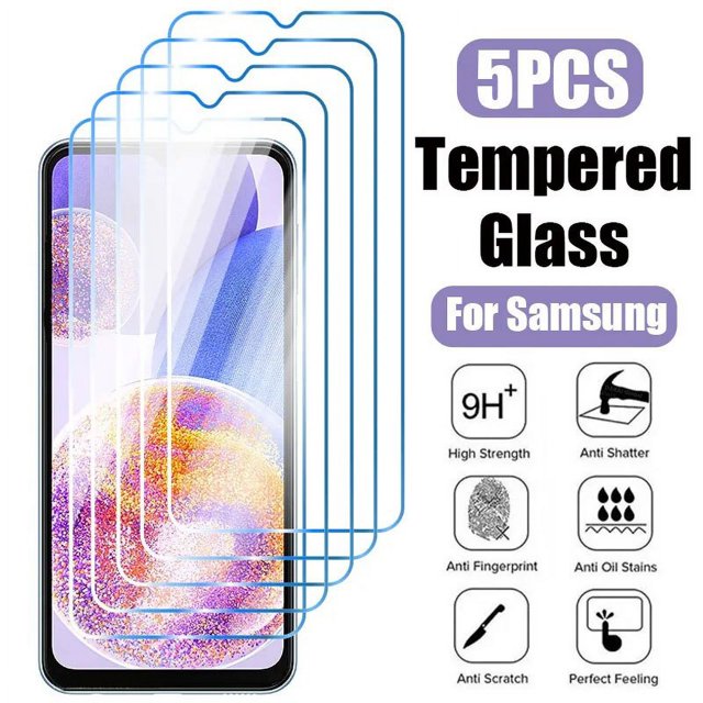 Protector de pantalla de vidrio templado para Samsung, A54, A13, A34, A12, A53, A14, A71, A52, A23, A70, A51, A32, A73, A50, A33, A22, 5G, 5 unidades