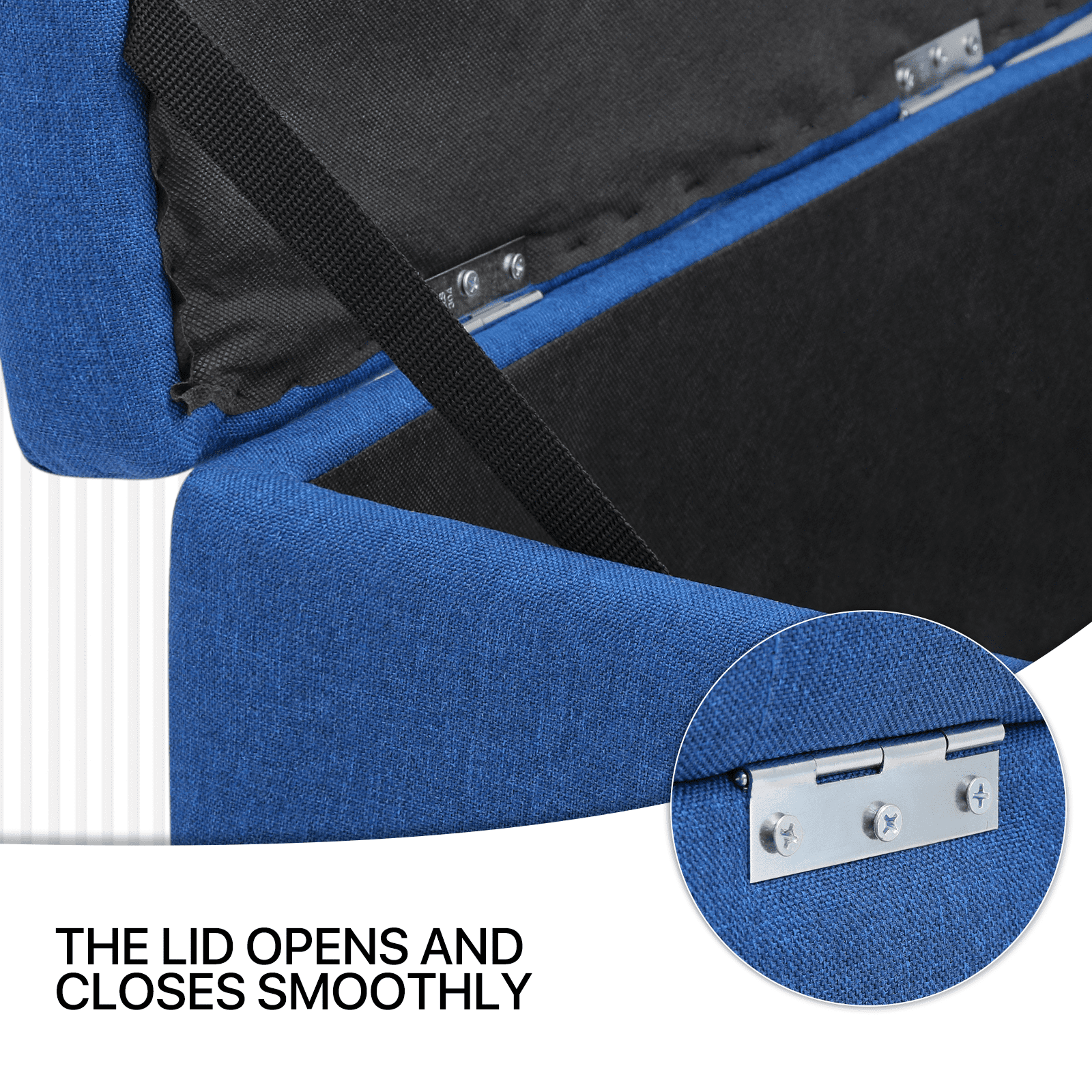 MoNiBloom Microfiber Storage Ottoman with Wooden Legs, Tufted Upholstered Ottoman Couch Bench Chair Footrest Footstool for Living Room Bedroom, Navy Blue