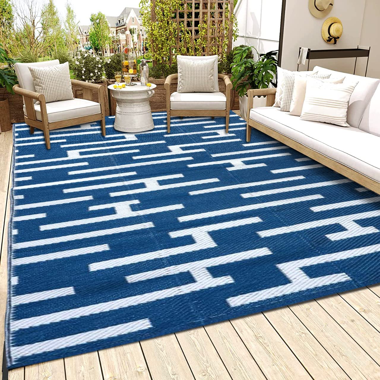NAQSH Outdoor Indoor Plastic Rug Foldable Reversible Outdoors
