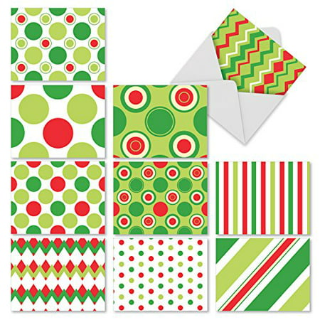 M10010XB A SPOT-ON SEASON' 10 Assorted All Occasions Notecards Feature Geometric Shapes In Modern Holiday Colors with Envelopes by The Best Card