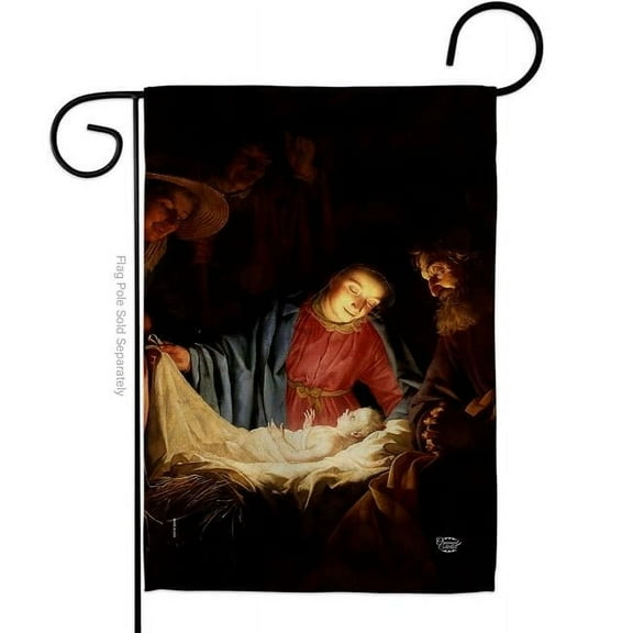 Ornament Collection G192550-BO Adoration of the Shepherds Religious Faith Double-Sided Decorative Garden Flag, Multi Color