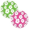 Hibiscus Plates 9"- 12 Pack(8 Per Package)- Asstd Cerise & Lime Green